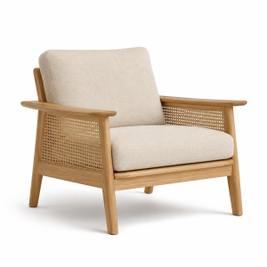 Elara Rattan Oak Lounge Chair